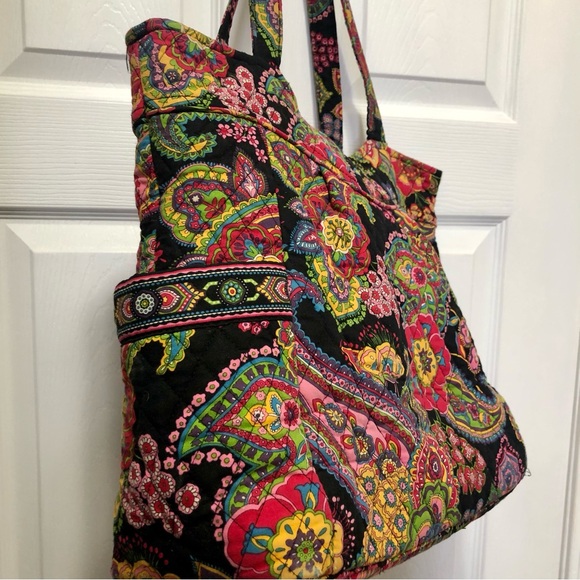 Vera Bradley Pleated Tote Retired Vibrant Pattern “Symphony in Hue” - Picture 8 of 14